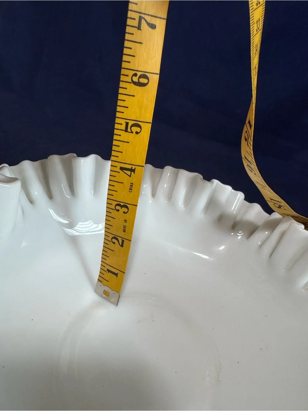 Milk Glass Hobnail Scalloped Bowl 10